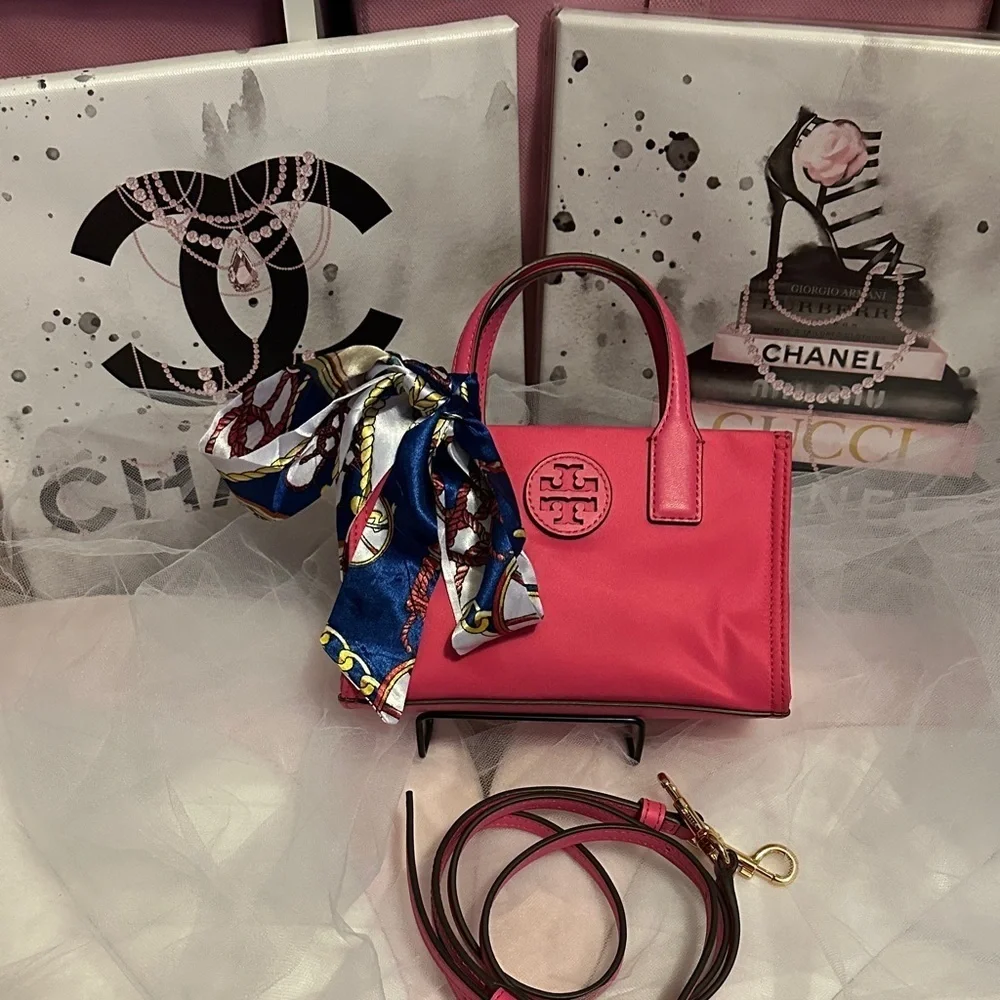 Tory Burch Fuchsia Mini Bag with Scarf Accent